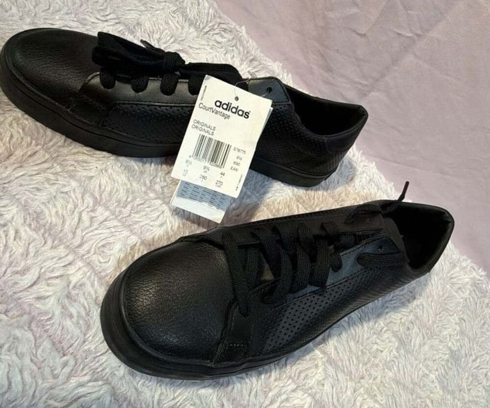 Adidas CourtVantage  Black Leather Sneakers
Size 10